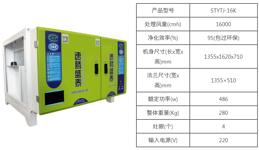 天博官方网站(中国)有限公司/STYTJ-16K 油烟净化除味一体机